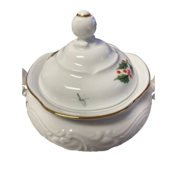 Vintage Royal Kent Holiday Poland Holly and Berries Sugar Bowl/Creamer Set - Picture 4 of 8